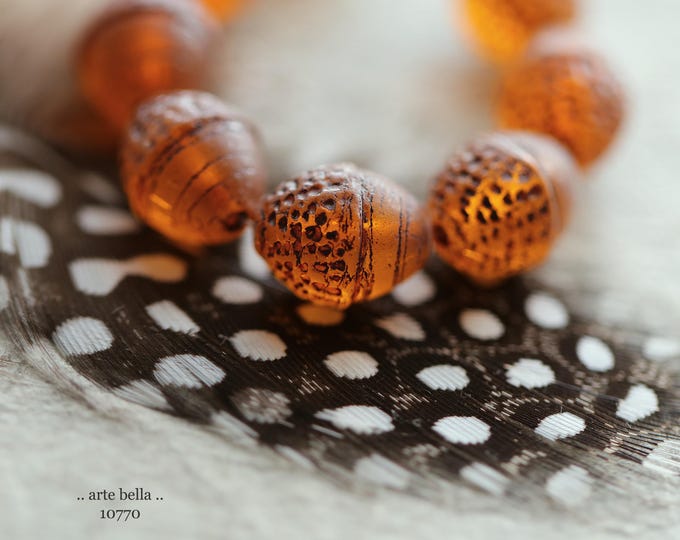 EARTHY ORANGE ACORNS .. New 8 Premium Matte Czech Glass Acorn Beads 12x10mm (10770-st) .. jewelry supplies