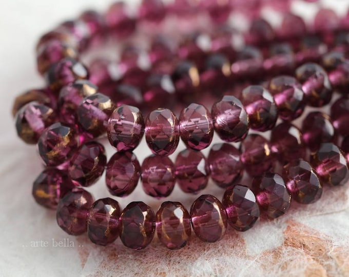 back in stock .. GILDED PLUM BABIES .. 30 Premium Luster Czech Glass Faceted Rondelle Beads 3x5mm (6039-st) .. jewelry supplies