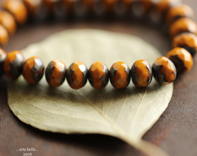 back in stock .. ROASTED PEBBLES .. 25 Premium Picasso Czech Glass Faceted Rondelle Beads 7x5mm (3906-st) .. jewelry supplies