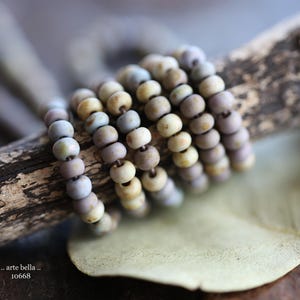 Matte SPRING MEADOW SEEDS No. 10668 .. 20&quot; Etched Picasso Czech Glass Aged Seed Bead Mix Size 6/0 (10668-st) .. jewelry supplies