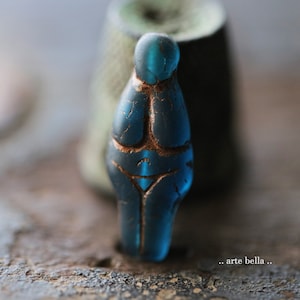 premium glass beads .. BRONZED CAPRI GODDESS .. 4 Matte Czech Glass Goddess Beads 25x10mm (9575-4) .. jewelry supplies