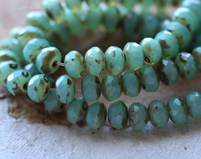 LAGOON BABIES No. 1 .. 30 Premium Picasso Czech Glass Faceted Rondelle Beads 3x5mm (4486-st) .. jewelry supplies