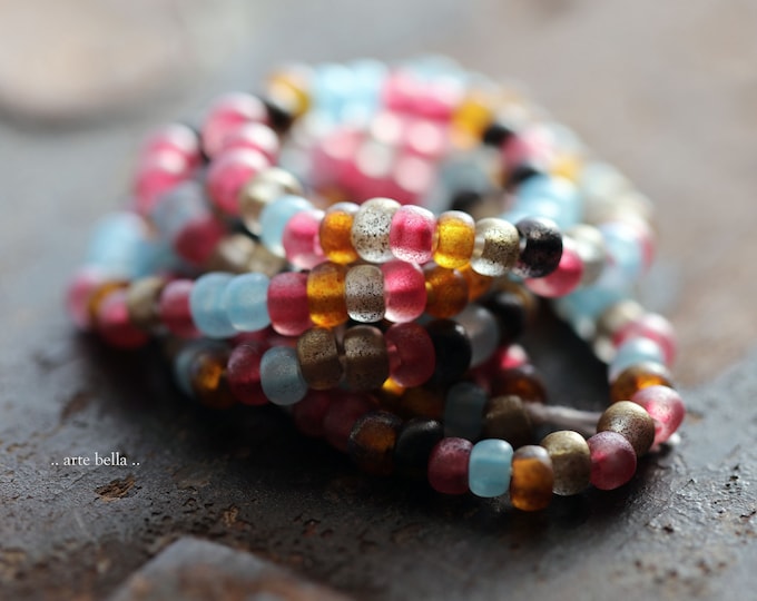 back in stock .. Matte WILD FLOWER SEEDS No. 9209 .. 20" Premium Etched Picasso Czech Glass Seed Bead Mix Size 5/0-6/0 (9209-st)