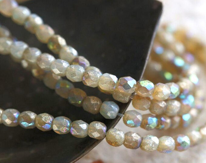 back in stock .. MYSTIC GLOW BITS 3mm .. 50 Premium Czech Glass Faceted Round Beads (7065-st) .. jewelry supplies