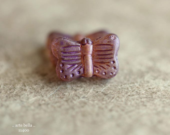 New .. EARTHY AUTUMN FLUTTERS .. 10 Matte Picasso Czech Glass Butterfly Beads 11x16mm (11400-st) .. jewelry supplies