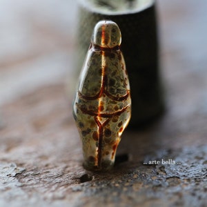 premium glass beads .. FRECKLED GODDESS .. 4 Picasso Czech Glass Goddess Beads 25x10mm (9571-4) .. jewelry supplies