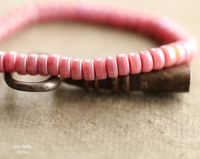 back in stock .. PEARLED BUBBLEGUM WHEELS .. 50 Premium Czech Glass Heishi Rondelle Beads 3x6mm (11024-st) .. jewelry supplies