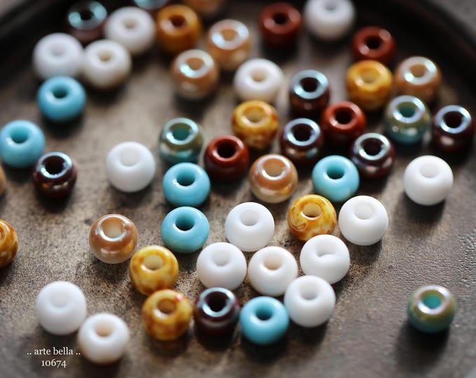 AUTUMN SKY SEEDS No. 10674 .. 50 Premium Picasso Luster Czech Glass Aged Seed Bead Mix Size 2/0 (10674-50) .. jewelry supplies