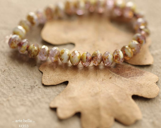 New .. FOXGLOVE BABIES .. 30 Picasso Czech Glass Faceted Rondelle Beads 3x5mm (11353-st) .. jewelry supplies