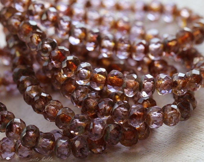 back in stock .. LILAC WHISPER BABIES .. 30 Premium Picasso Czech Glass Rondelle Beads 3x5mm (4765-st) .. jewelry supplies