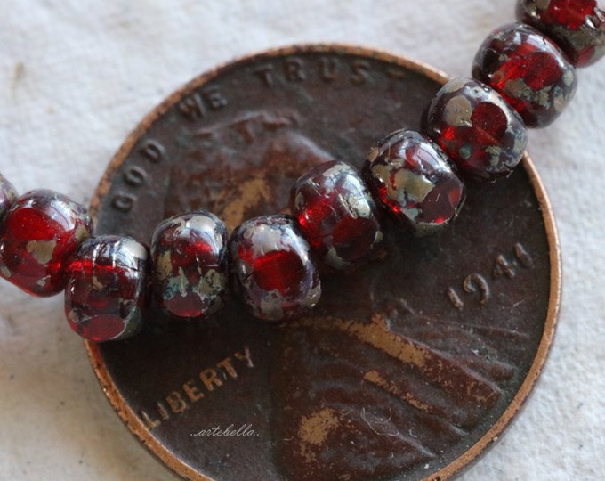 SCARLET SEEDS .. 50 Premium Picasso Czech Glass Tri-Cut Seed Bead Size 6/0 (5353-st) .. jewelry supplies