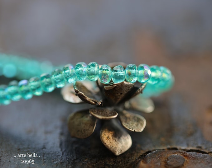 MYSTIC OCEANIC BITS .. New 50 Premium Etched Czech Glass Faceted Rondelle Beads 2.5x4mm (10965-st) .. jewelry supplies