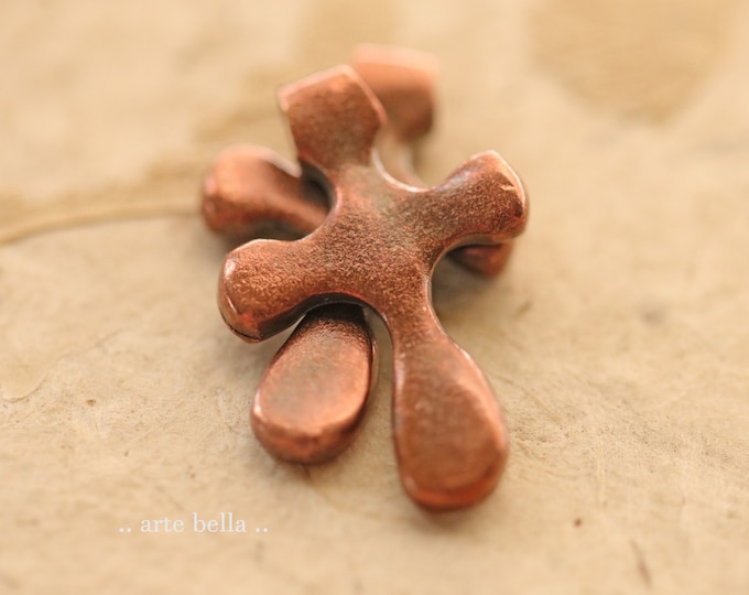 ANTIQUE BRONZE CROSS No. M274 .. 2 Mykonos Greek Cross Charms 26x18mm (M274-2) .. jewelry supplies