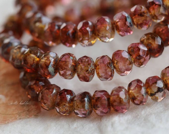SANGRIA BABIES .. 30 Premium Picasso Czech Glass Faceted Rondelle Beads 3x5mm (5865-st)