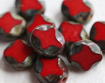 DRAMA DIAMOND WINDOWS No. 1 .. 10 Premium Picasso Czech Glass Beads 9x8mm (6958-10)