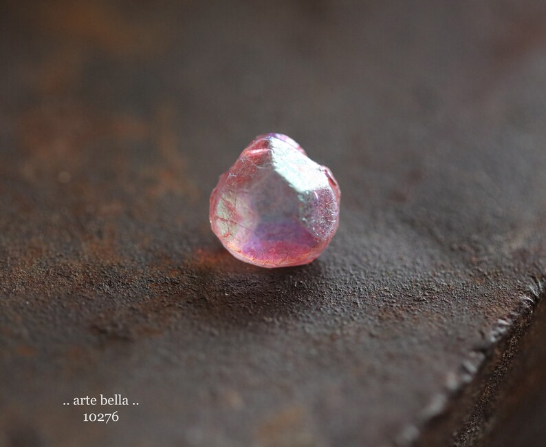 PINK PRINCESS DROPS .. New 10 Premium Rustic Etched Czech Glass Faceted Briolette Beads 10x9mm 10276-10 image 10