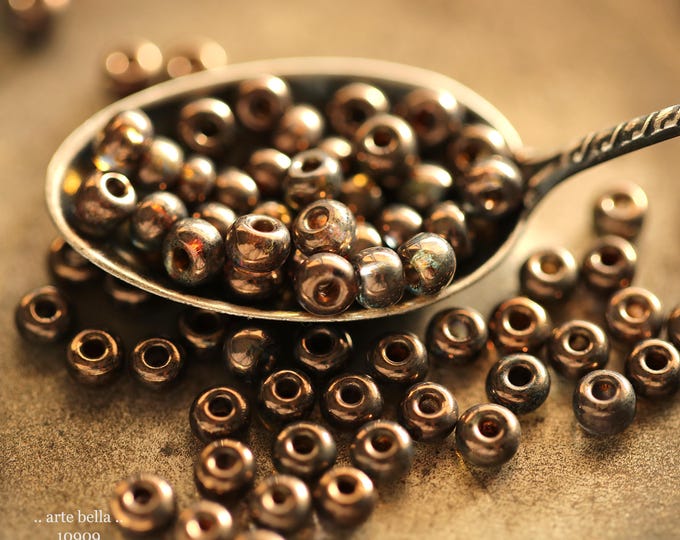 BRONZED SEEDS .. New 100 Premium Picasso Luster Czech Glass Seed Bead Size 6/0 (10909-100) .. jewelry supplies