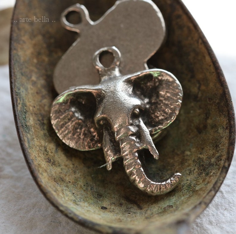 PEWTER ELEPHANTS .. 2 Mykonos Greek Elephant Charms 22x18mm Etsy
