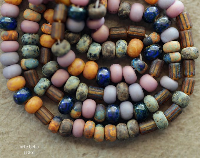 New .. JUBILEE SEED BEAD No. 11261 .. 20" Premium Picasso Czech Glass Aged Striped Seed Bead Mix Size 4/0 (11261-st) .. jewelry supplies