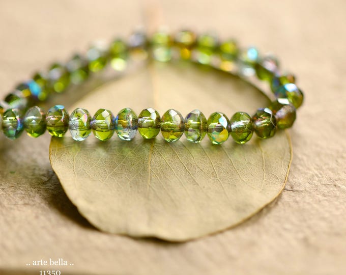 New .. MYSTIC PINE BABIES .. 30 Premium Czech Glass Faceted Rondelle Beads 3x5mm (11350-st) .. jewelry supplies