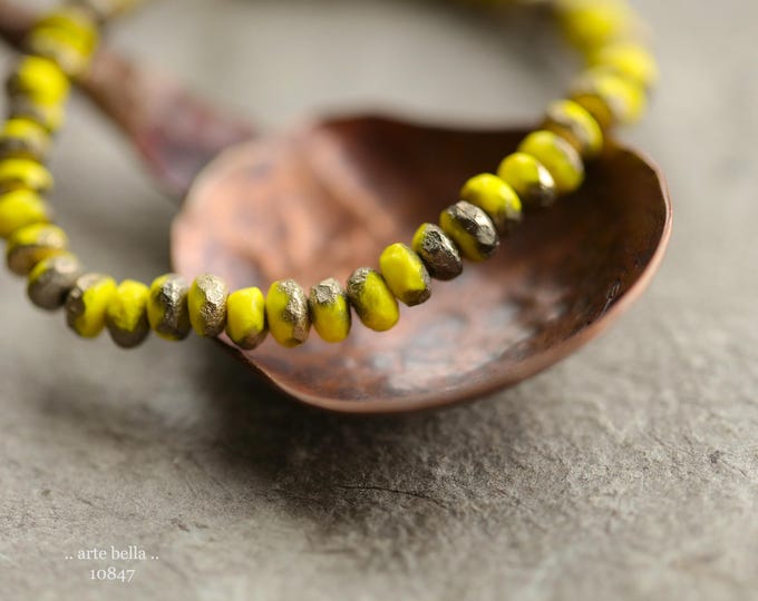 RUSTIC LEMON BITS .. 50 Premium Czech Etched Glass Faceted Rondelle Beads 2.5x4mm (10847-st) .. jewelry supplies