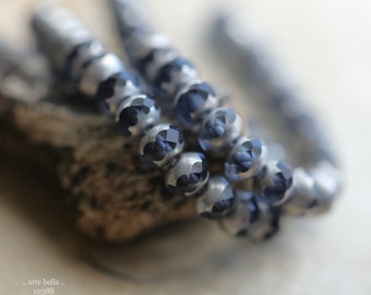 SILVERED MONTANA .. New 25 Premium Matte Czech Glass Faceted Rondelle Beads 5x7mm (10388-st)