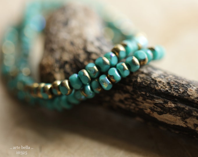 MYSTIC GOLD TURQUOISE Seeds .. 50 Premium Czech Glass Faceted Seed Bead Size 6/0 (10325-st) .. jewelry supplies