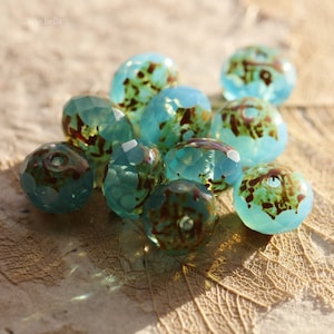 premium glass beads .. LAGUNA BEACH .. 25 Picasso Czech Glass Faceted Rondelle Beads 6x8mm (8666-st) .. jewelry supplies
