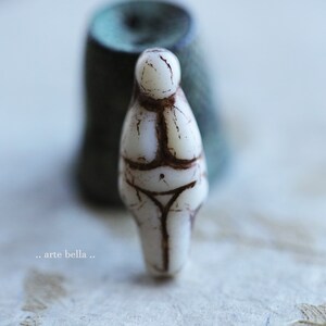 premium glass beads .. BRONZED IVORY GODDESS .. 4 Matte Czech Glass Goddess Beads 25x10mm (9580-4) .. jewelry supplies