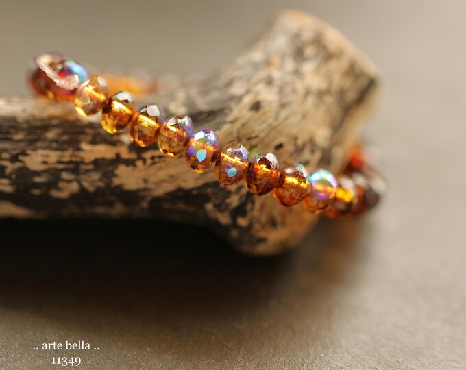 New .. MYSTIC COGNAC BABIES .. 30 Premium Czech Glass Faceted Rondelle Beads 3x5mm (11349-st) .. jewelry supplies