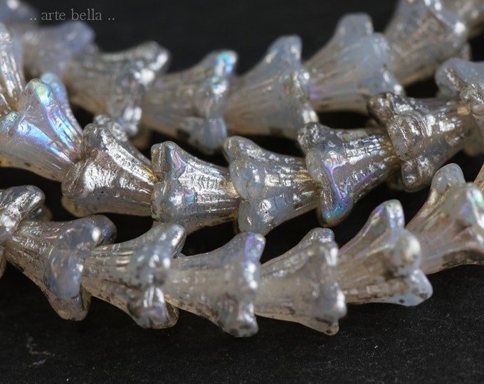 MYSTIC OPAL BABY Bells .. 30 Premium Czech Glass Bell Flower Bead 5x6mm (7377-st)