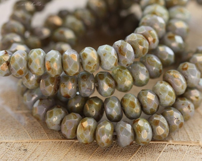 BUDDING LILACS .. 30 Premium Picasso Czech Glass Faceted Rondelle Beads 3x5mm (4470-st) .. jewelry supplies