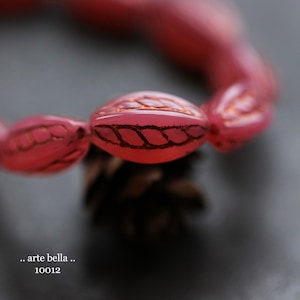 premium glass beads .. BRONZED ROSE TWIST .. 10 Czech Glass Twisted Oval Beads 15x9mm (10012-st) .. jewelry supplies