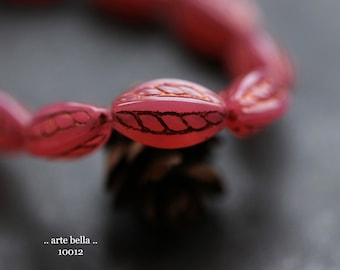 BRONZED ROSE TWIST .. 10 perles ovales torsadées en verre tchèque 15 x 9 mm (10012-st) .. accessoires de bijouterie