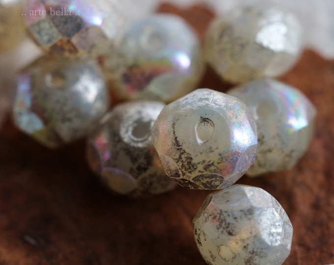 MYSTIC OPAL No. 2 .. 25 Premium Picasso Czech Mercury Glass Rondelle Beads 6x8mm (6896-25) .. jewelry supplies