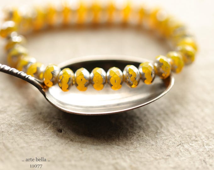 SILVERED SUNSHINE BABIES .. New 30 Premium Matte Czech Glass Faceted Rondelle Beads 3x5mm (11077-st) .. jewelry supplies