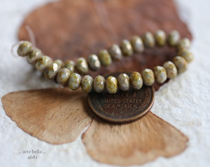 back in stock .. GILDED SMACK BABIES .. 30 Picasso Luster Czech Glass Faceted Rondelle Beads 5x3mm (4681-st) .. jewelry supplies