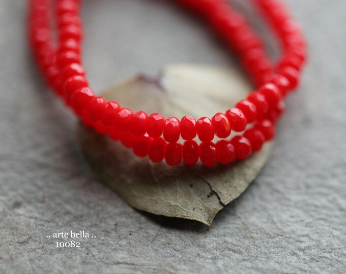 SIMPLY RED BITS .. 50 Premium Czech Glass Gem Cut Micro Faceted Rondelle Beads 3x2mm (10082-st)