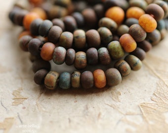 Matte GRAND CANYON SEEDS No. 10265 .. New 20" Premium Picasso Czech Glass Aged Striped Seed Bead Mix Size 4/0 (10265-st)