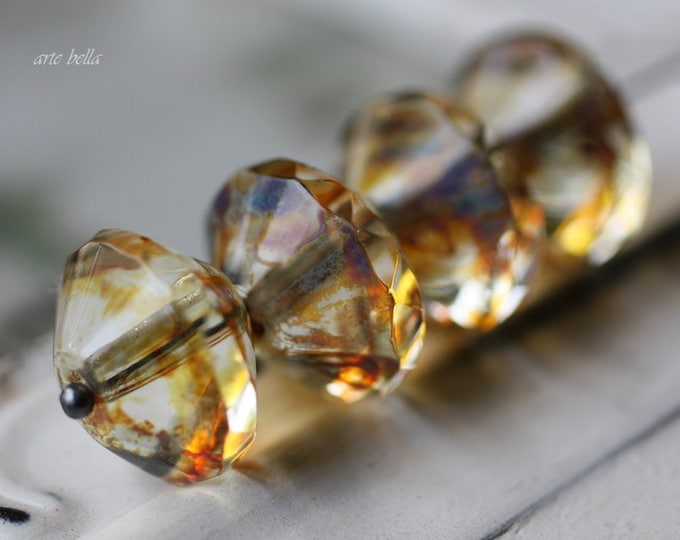 WICKED .. 6 Premium Picasso Czech Glass Faceted Rivoli Bead 9x14mm (2331-6)