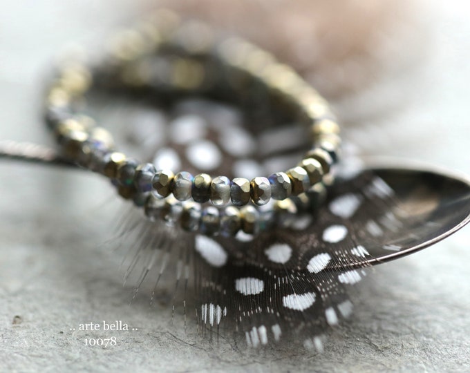 MYSTIC GOLD BITS .. 50 Premium Matte Czech Glass Gem Cut Micro Faceted Rondelle Beads 3x2mm (10078-st) .. jewelry supplies