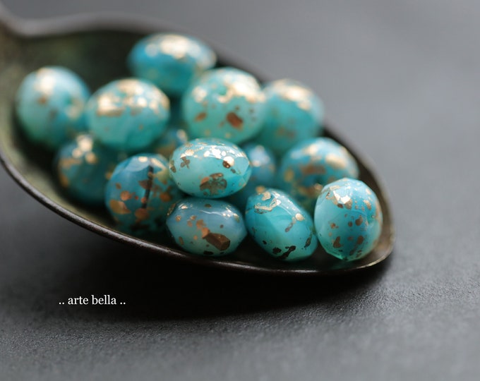 last ones .. GOLDEN BUBBLING BROOK .. 25 Premium Czech Glass Faceted Rondelle Beads 6x9mm (9904-st) .. jewelry supplies