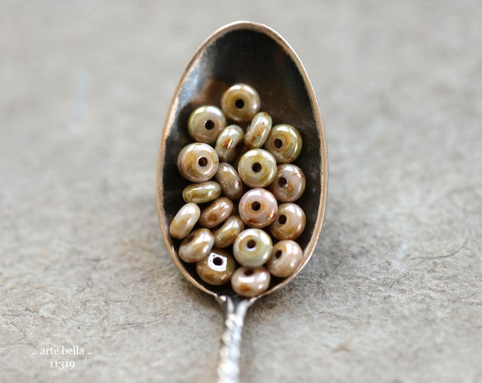 New .. SPRING DAY DOT Mix .. 100 Premium Luster Picasso Czech Glass Rondelle Spacer Beads 4x2mm (11319-100) .. jewelry supplies