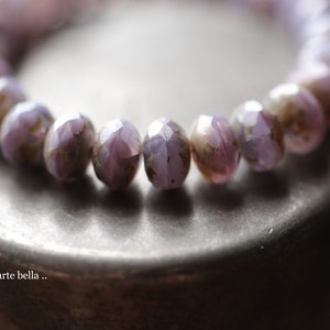 premium glass beads .. FOXGLOVES .. 25 Picasso Czech Glass Faceted Rondelle Beads 6x9mm (9894-st) .. jewelry supplies