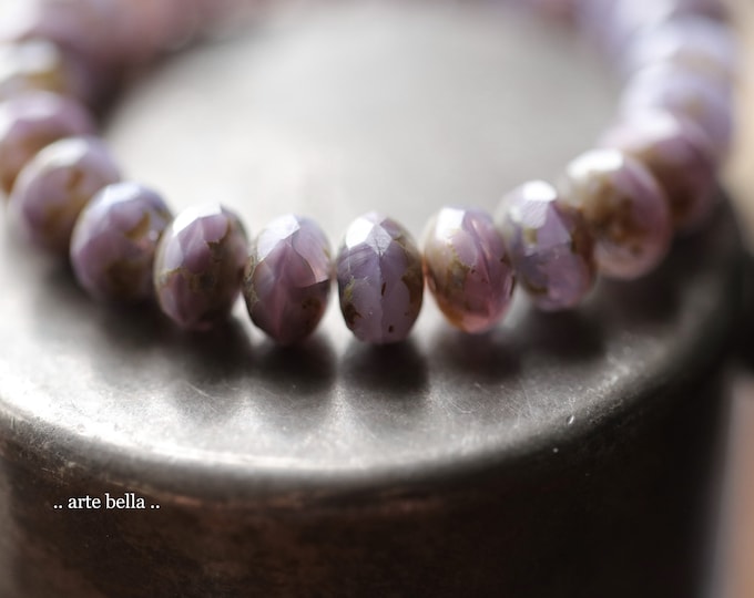 FOXGLOVES .. 25 Premium Picasso Czech Glass Faceted Rondelle Beads 6x9mm (9894-st) .. jewelry supplies