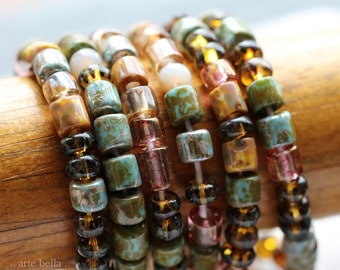 3495-6 6 Premium Picasso Czech Glass Bead 14x10mm WICKED WAVES .