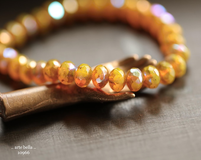 MYSTIC PUMPKIN BABIES .. New 30 Premium Czech Glass Faceted Rondelle Beads 3x5mm (10966-st) .. jewelry supplies