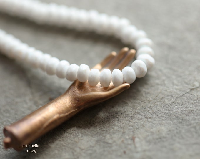MYSTIC WHITE BITS .. 50 Premium Etched Czech Glass Faceted Rondelle Beads 2.5x4mm (10529-st) .. jewelry supplies