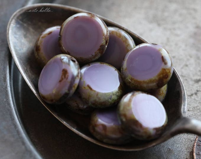 LAVENDER COINS No. 2 .. 10 Premium Picasso Czech Glass Lentil Coin Beads 11mm (1737-10) .. jewelry supplies