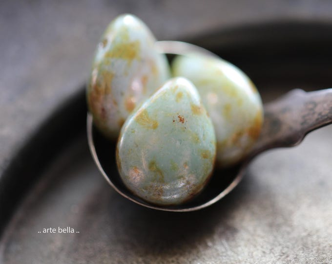 back in stock .. LUSCIOUS PEAR MIX .. 10 Picasso Czech Glass Teardrop Beads 16x12mm (1333-10) .. jewelry supplies